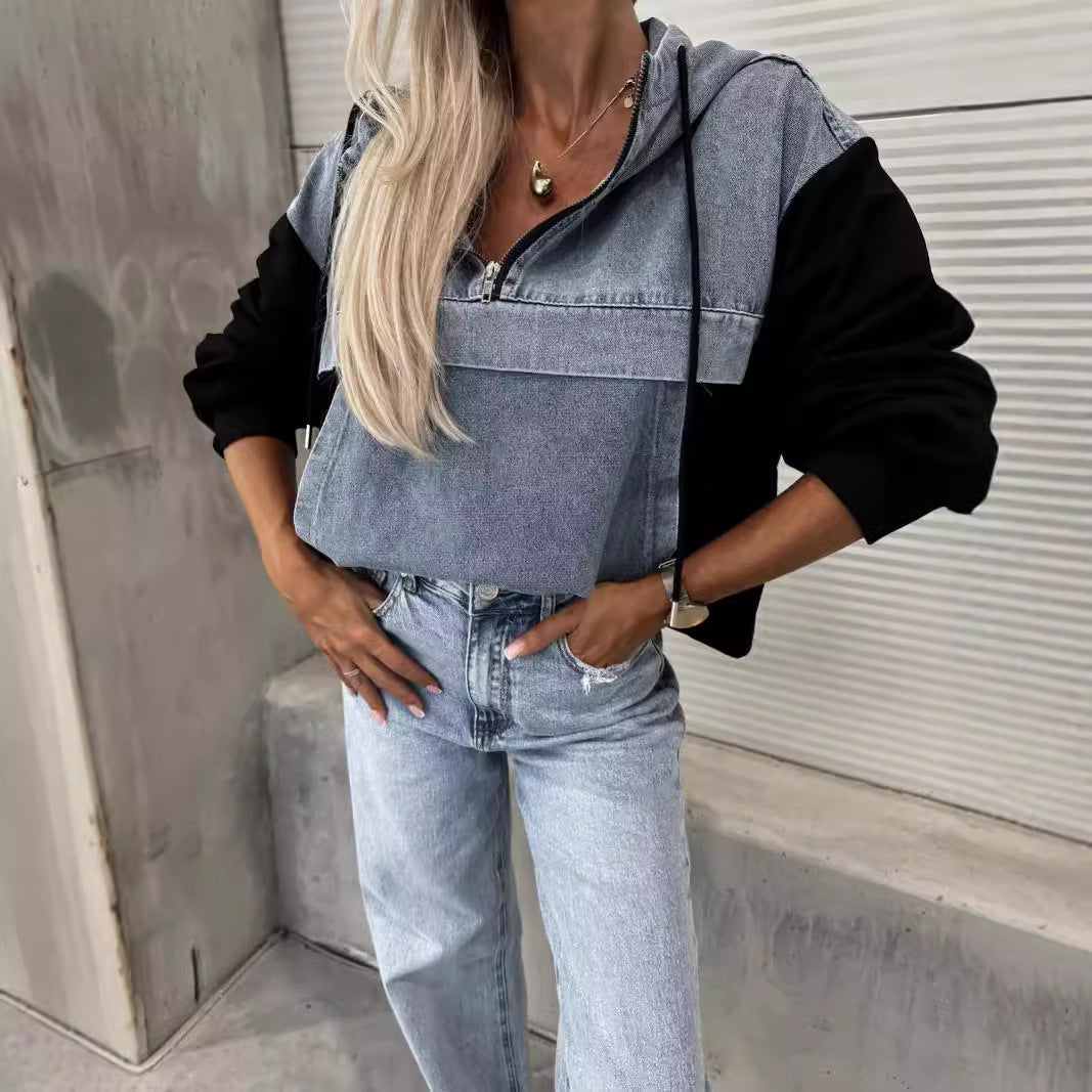 Women's Autumn Fashion Loose Casual Washing Denim Sweaters