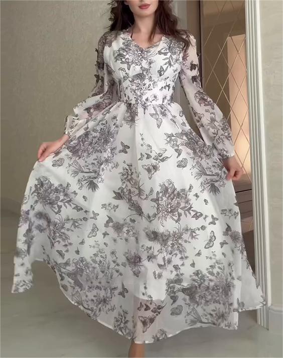 Summer High Waist Elegant French Slim Fit Long Dress