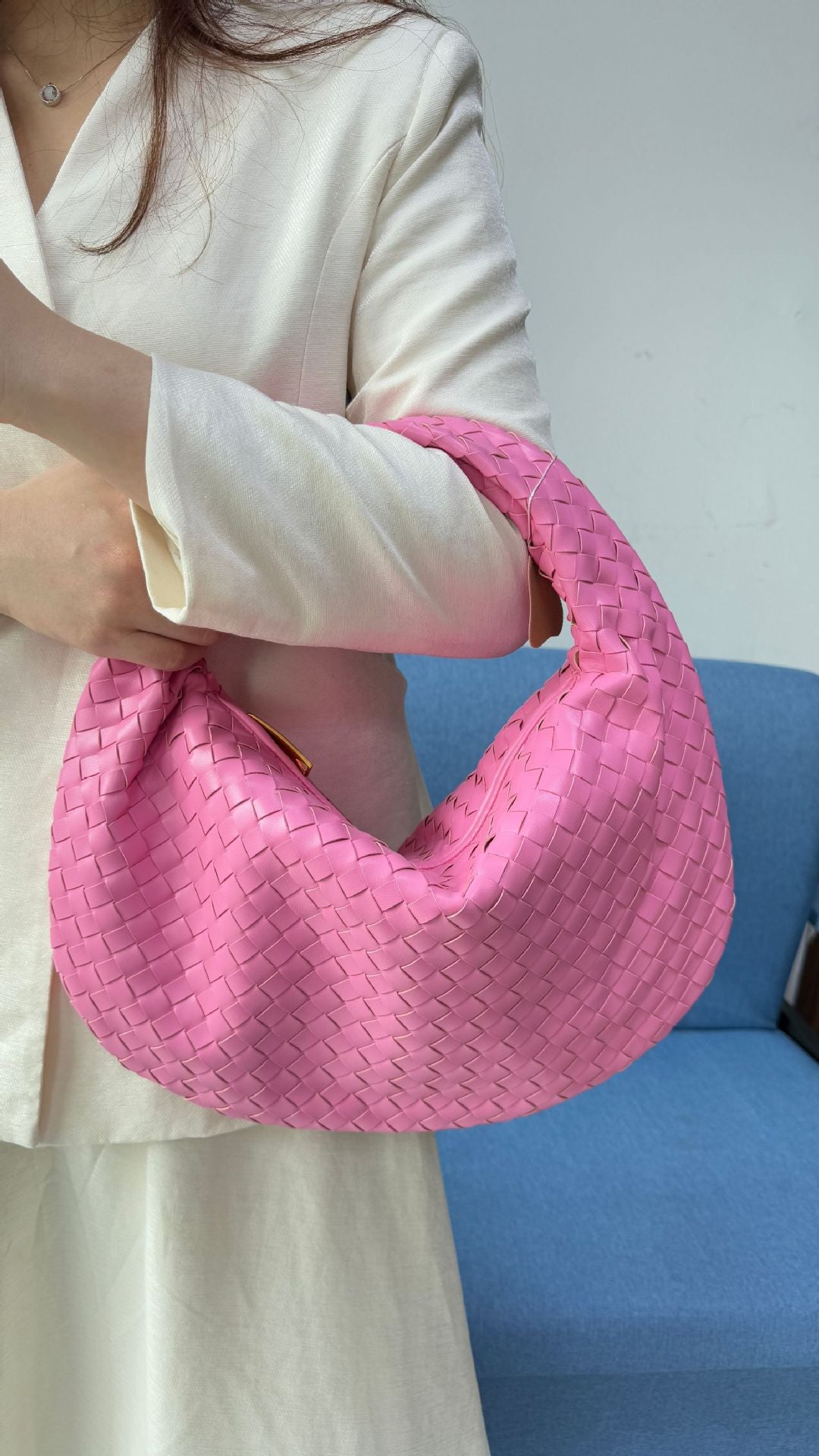 Women's Denim Woven Fashion Portable Horn Bags