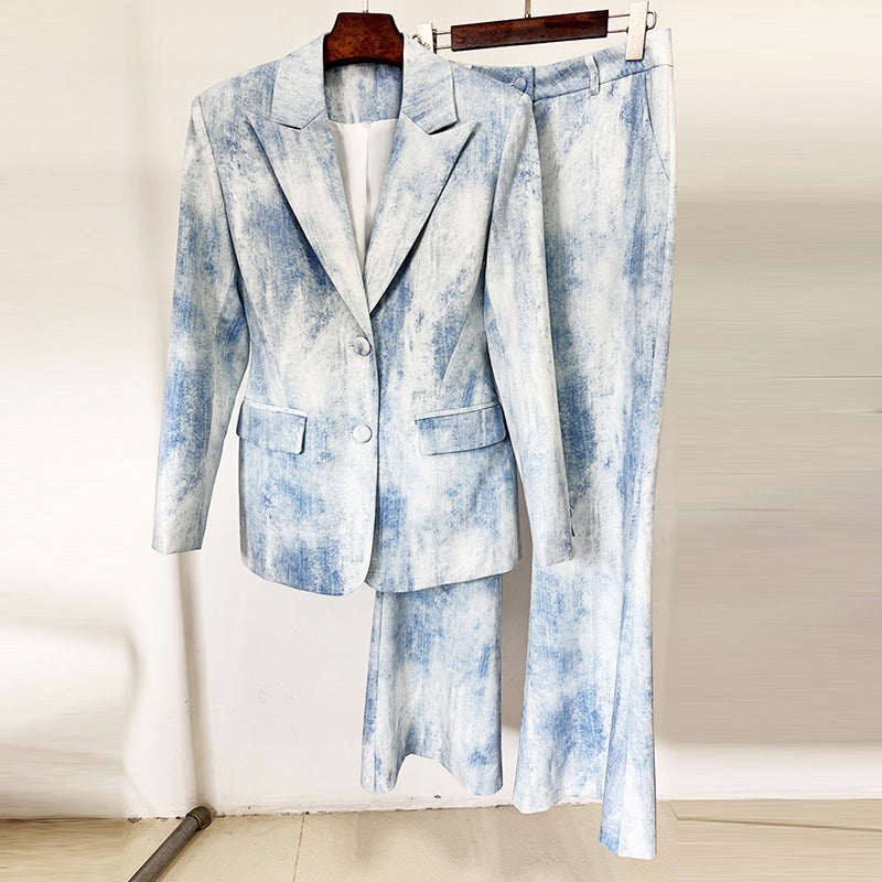 Early Spring Printed Mid-length Trousers Two-piece Suits