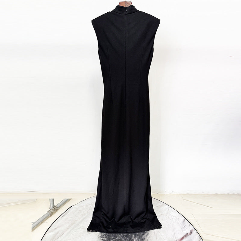 Sleeveless Zipper Split Stretch Long Dress Dresses