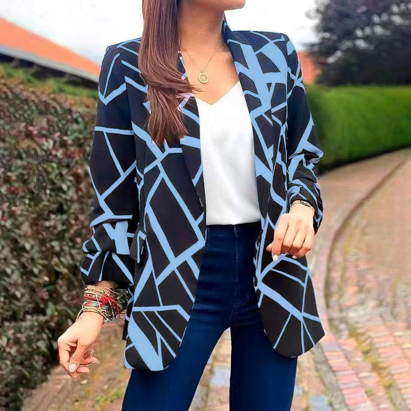 Fashion Printed Collar Without Buckle Business Small Suit
