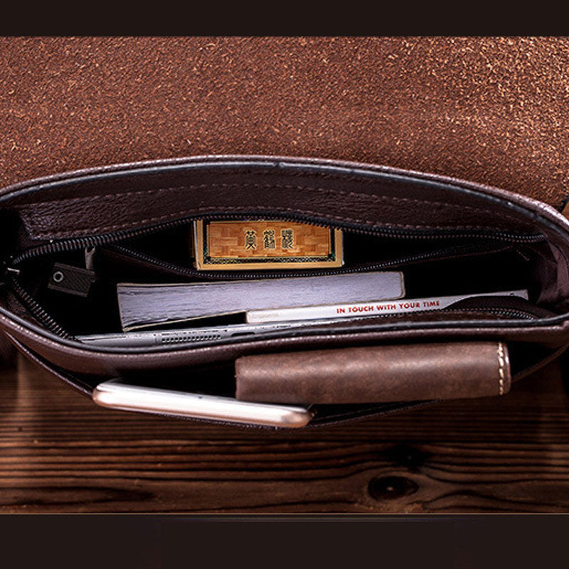 Men's Fashion Stylish Leather Soft Vertical Men's Shoulder Bags