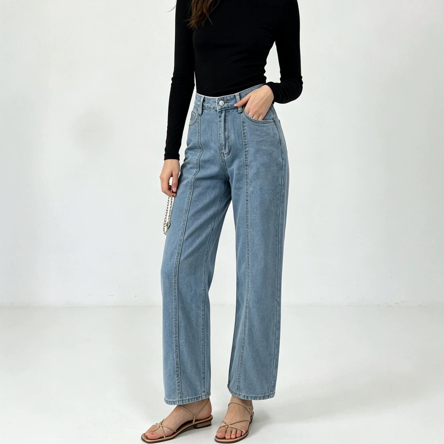 Attractive Women's Source Casual Straight Personality Jeans