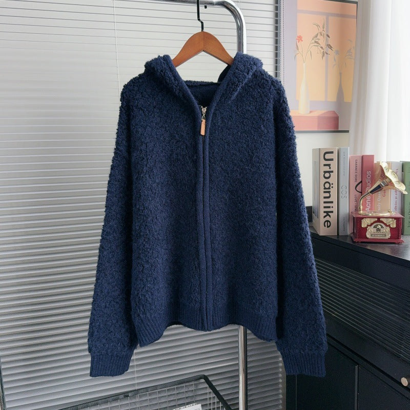Women's Milk High-grade Loose Hooded Knit Knitwear
