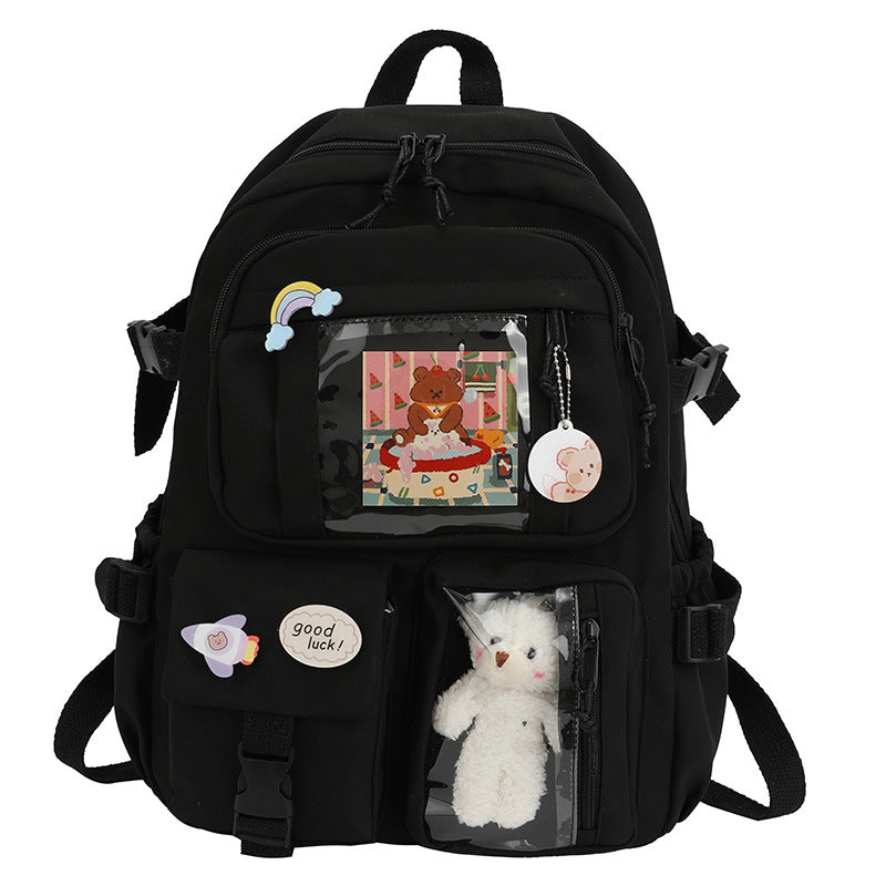Canvas Pure Colored Fresh Korean Style Middle School Students' Schoolbags