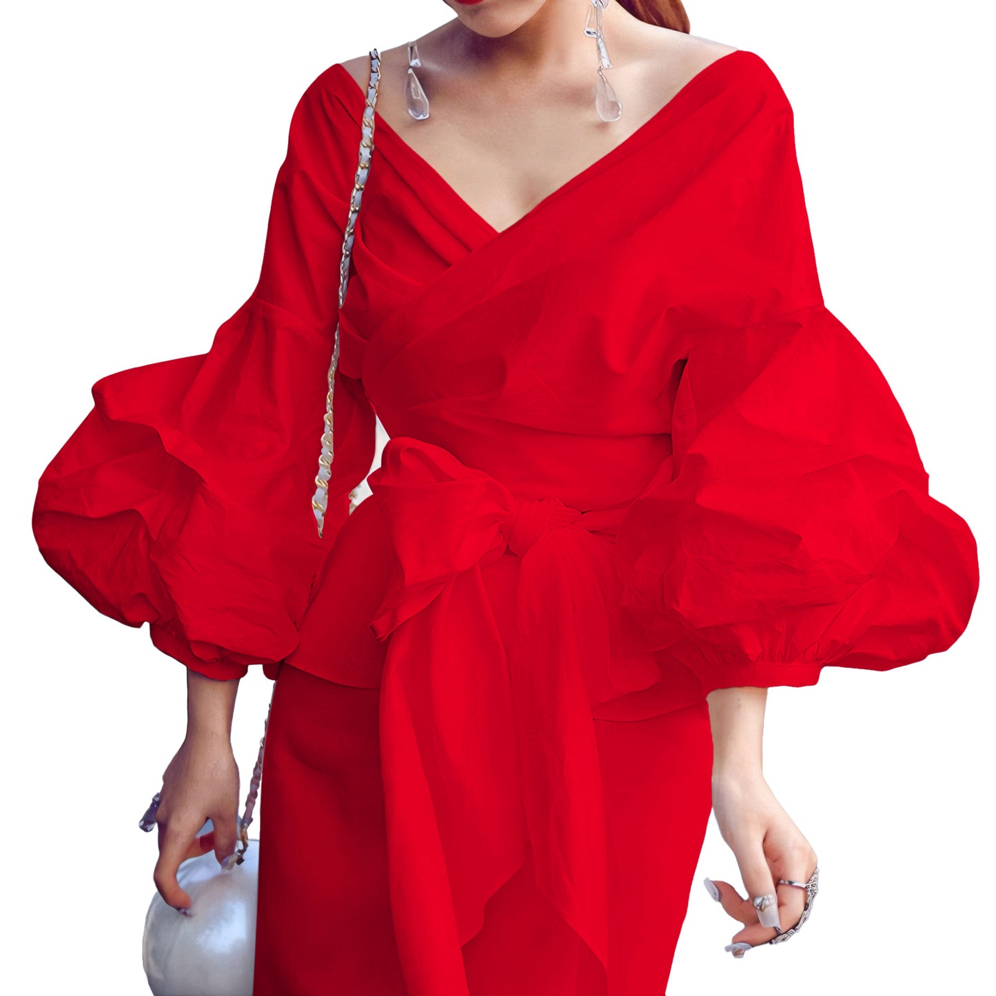 Women's Fashion Solid Color Sexy Crossover Lace Blouses
