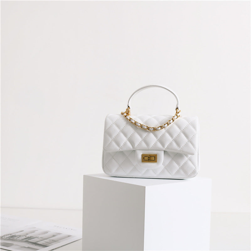 Women's Portable Diamond Pattern Trendy Genuine Leather Sheepskin Bags