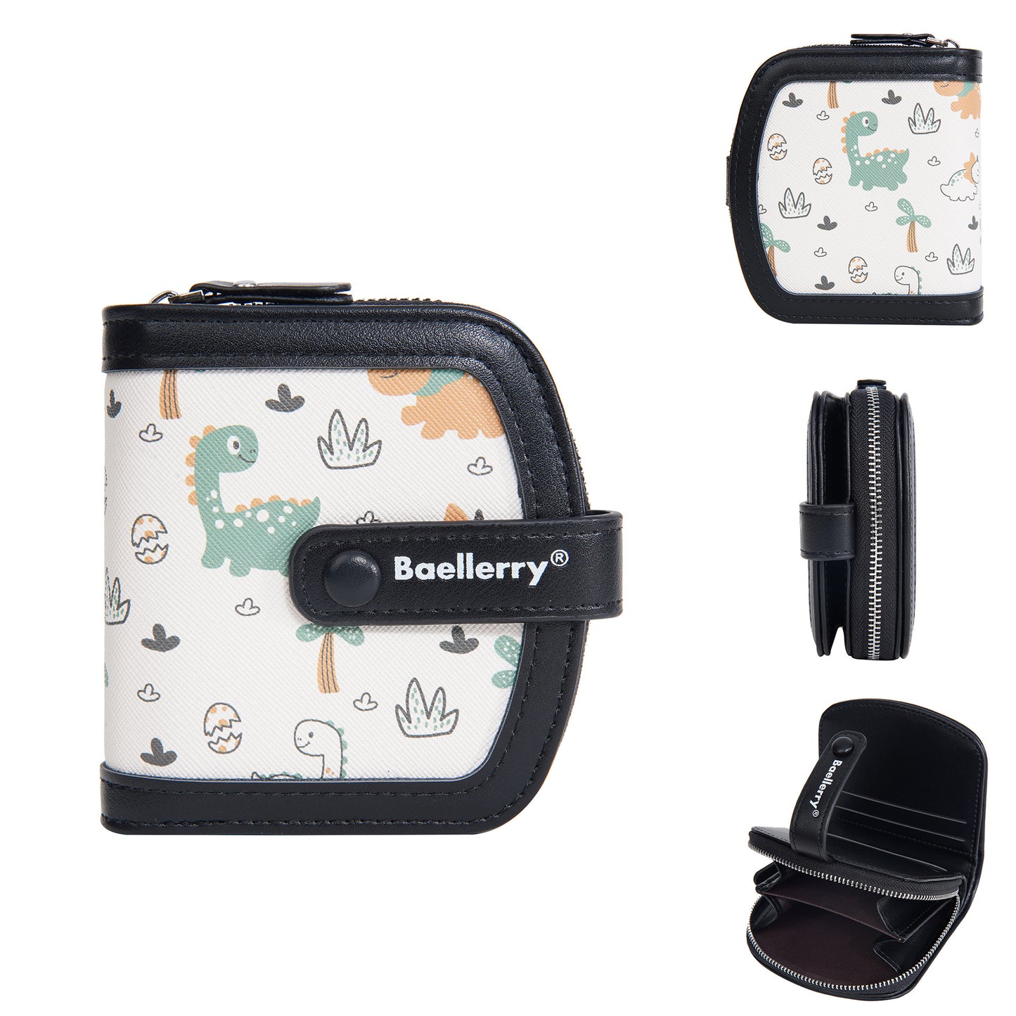 Women's Short Cute Cartoon Dinosaur Multiple Slots Ladies Wallets