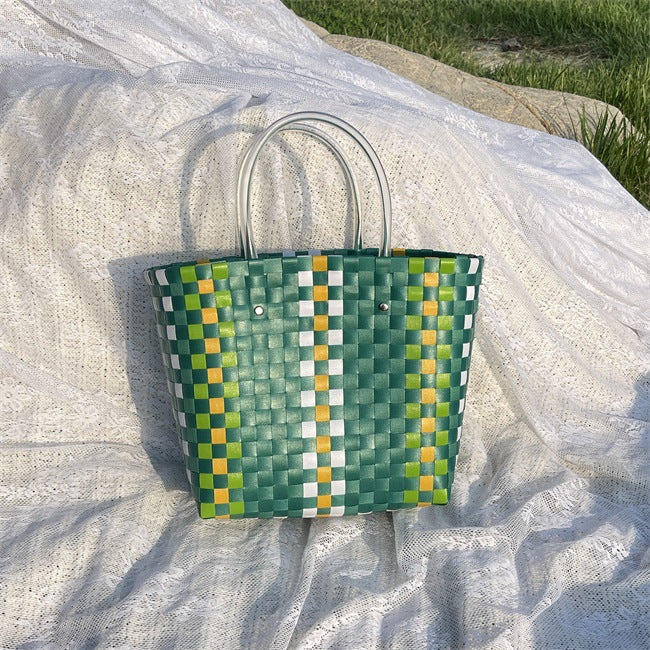 Women's Woven Large Capacity Straw Portable Vegetable Handbags
