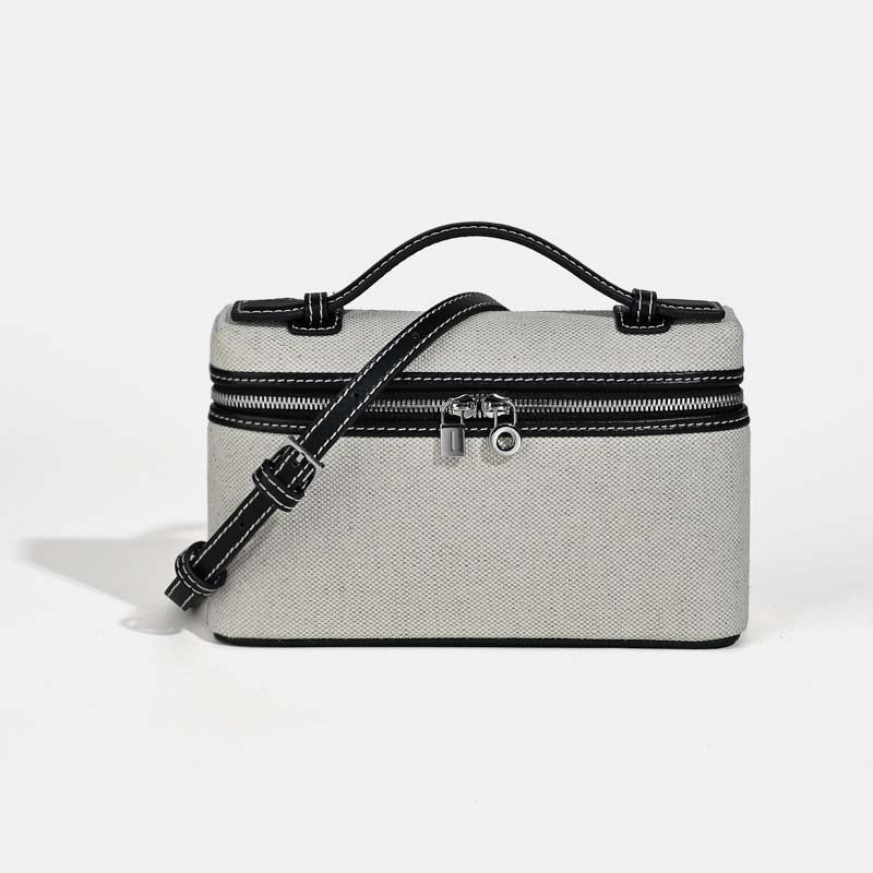 Women's Summer Cowhide With Canvas Lunch Small Square Bags