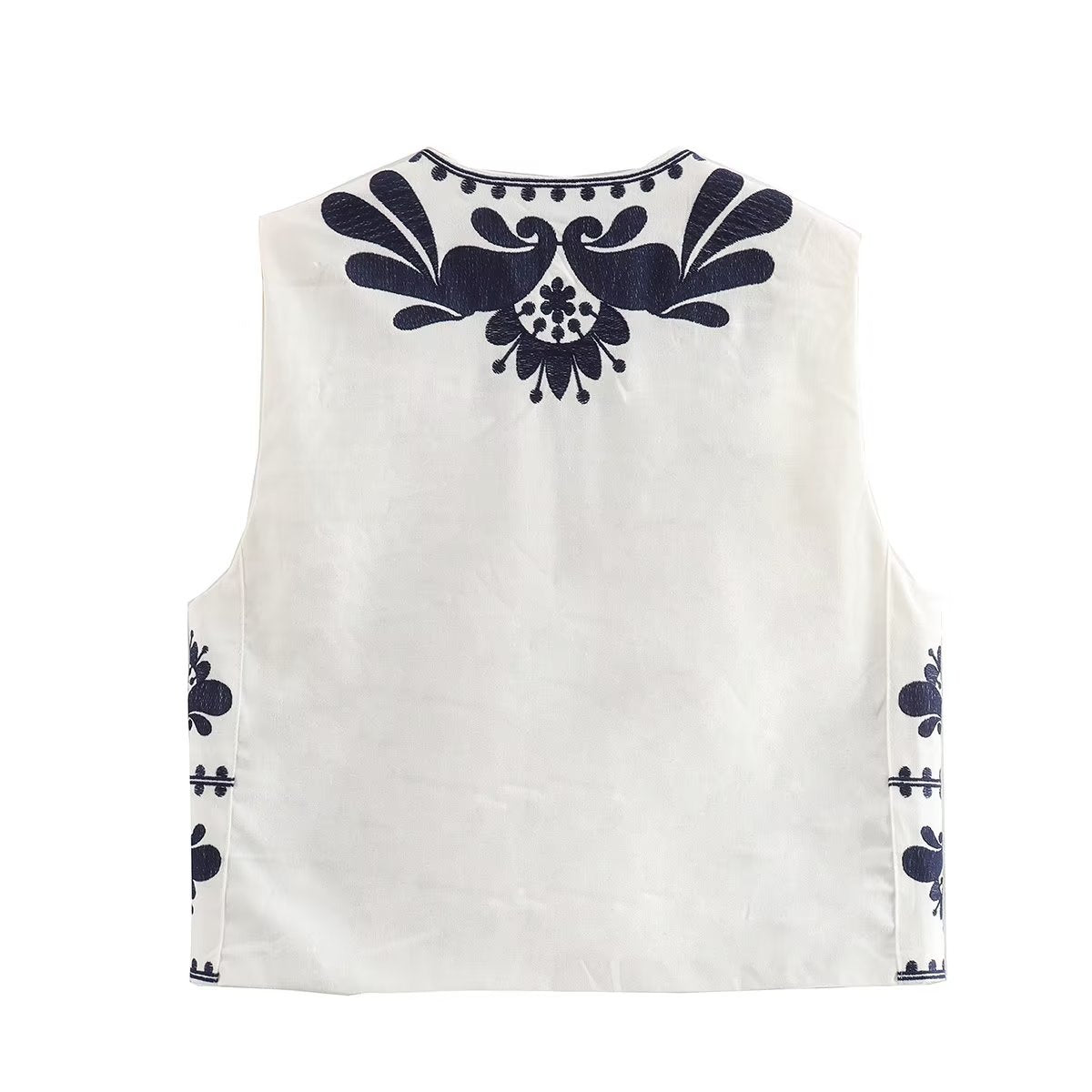 Cool Summer Embroidered Crew Neck Fashion Vests