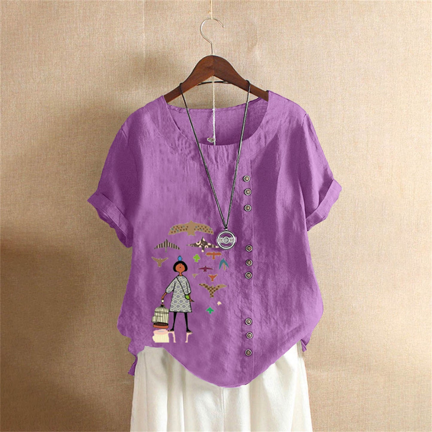 Women's Retro Large Casual Loose Cotton Linen Shorts