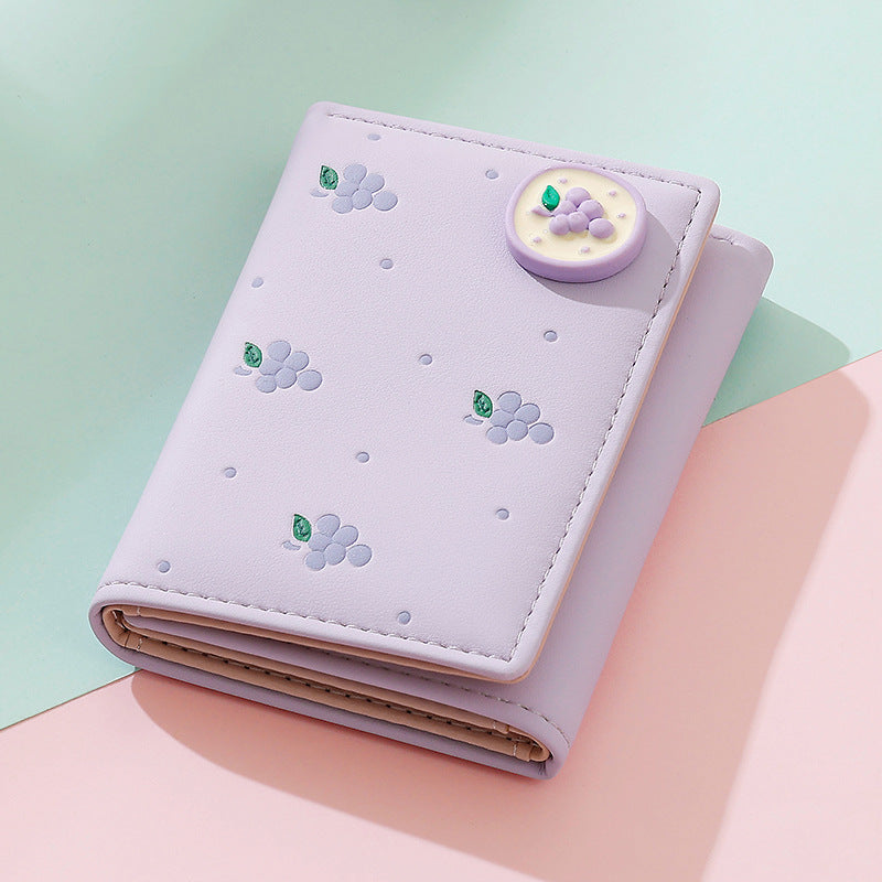 Women's Fresh Short Three Fold Love Fruit Ladies Wallets