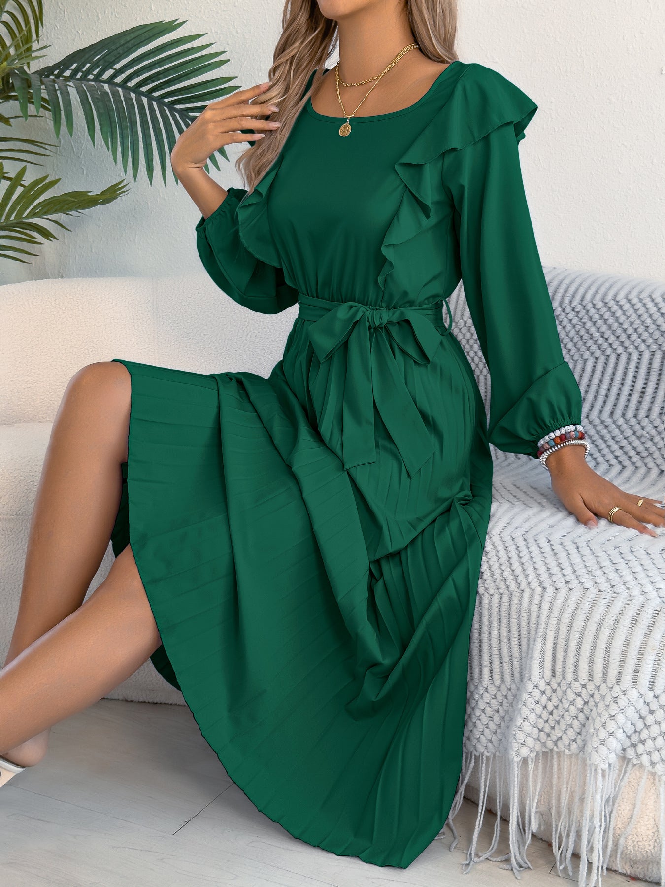 Women's Elegant Ruffles Square Collar Long Sleeve Clothing