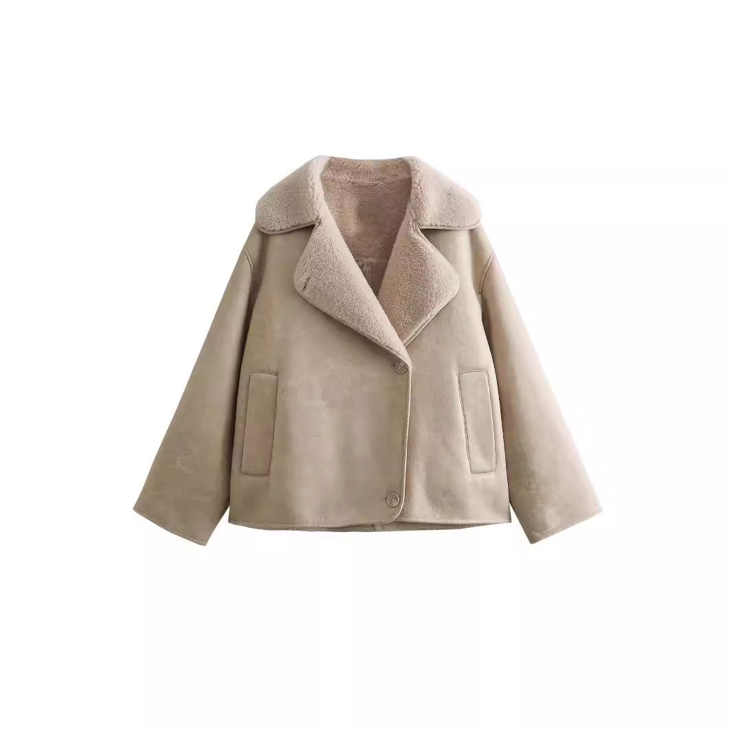 Women's Elegant Lapel Bronzing Double-sided Pocket Jackets