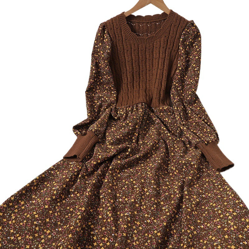 Style Stitching Lace Up Slimming Knitted Dresses