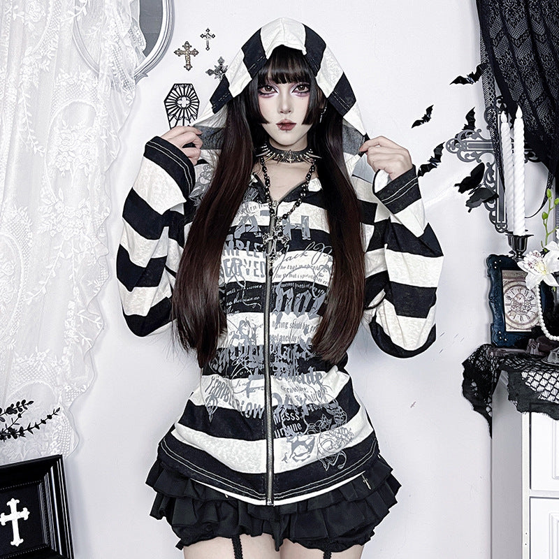Dark Queen Mother Striped Gothic Long Sleeve Coats