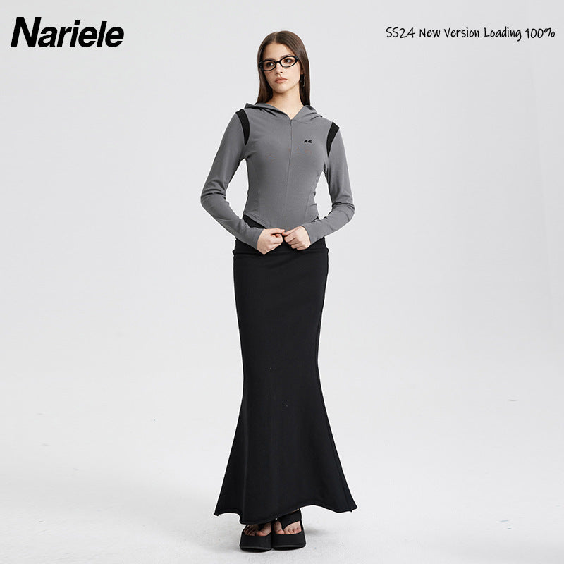 Women's Spring Hooded Color Matching Design Casual Blouses