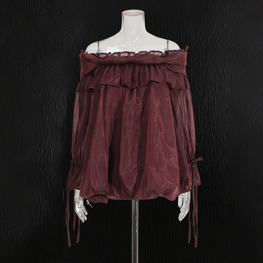 Style High Sense Shirt Sleeve Wooden Blouses