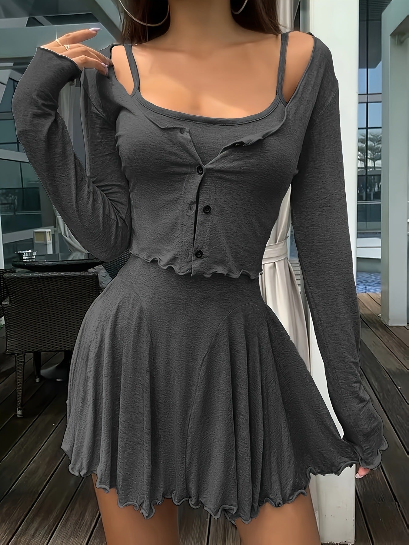 Women's Sweet Hot Retro Simple Bandage Dress Summer Suspender Fashion Casual Suit