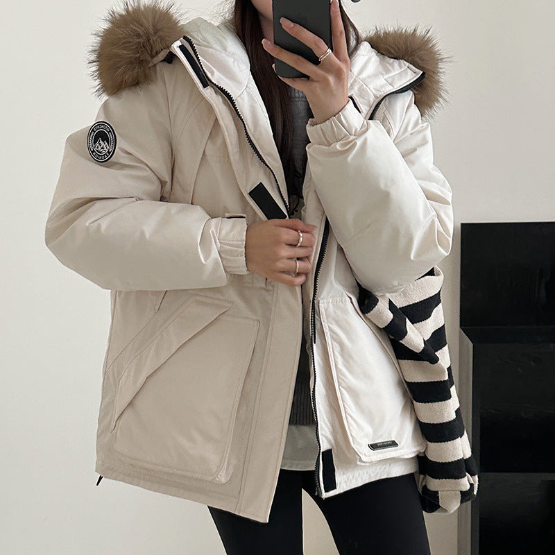 Women's Winter Small Couple Down Big Fur Coats