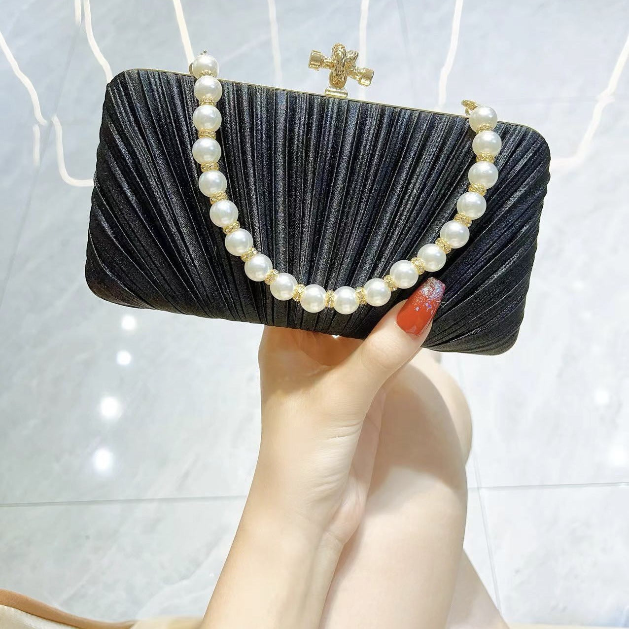 Classy Pretty Pleated Dinner Clutch Cross Evening Bags