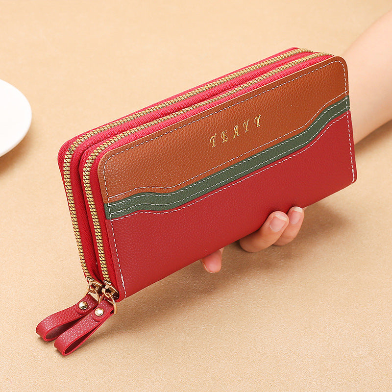 Women's Long Hand-held Korean Color Matching Large Ladies Wallets