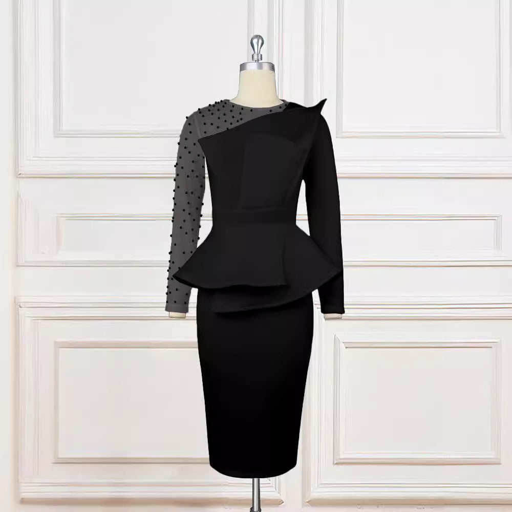 Cutting Piece Stitching Dress Beaded High Dresses