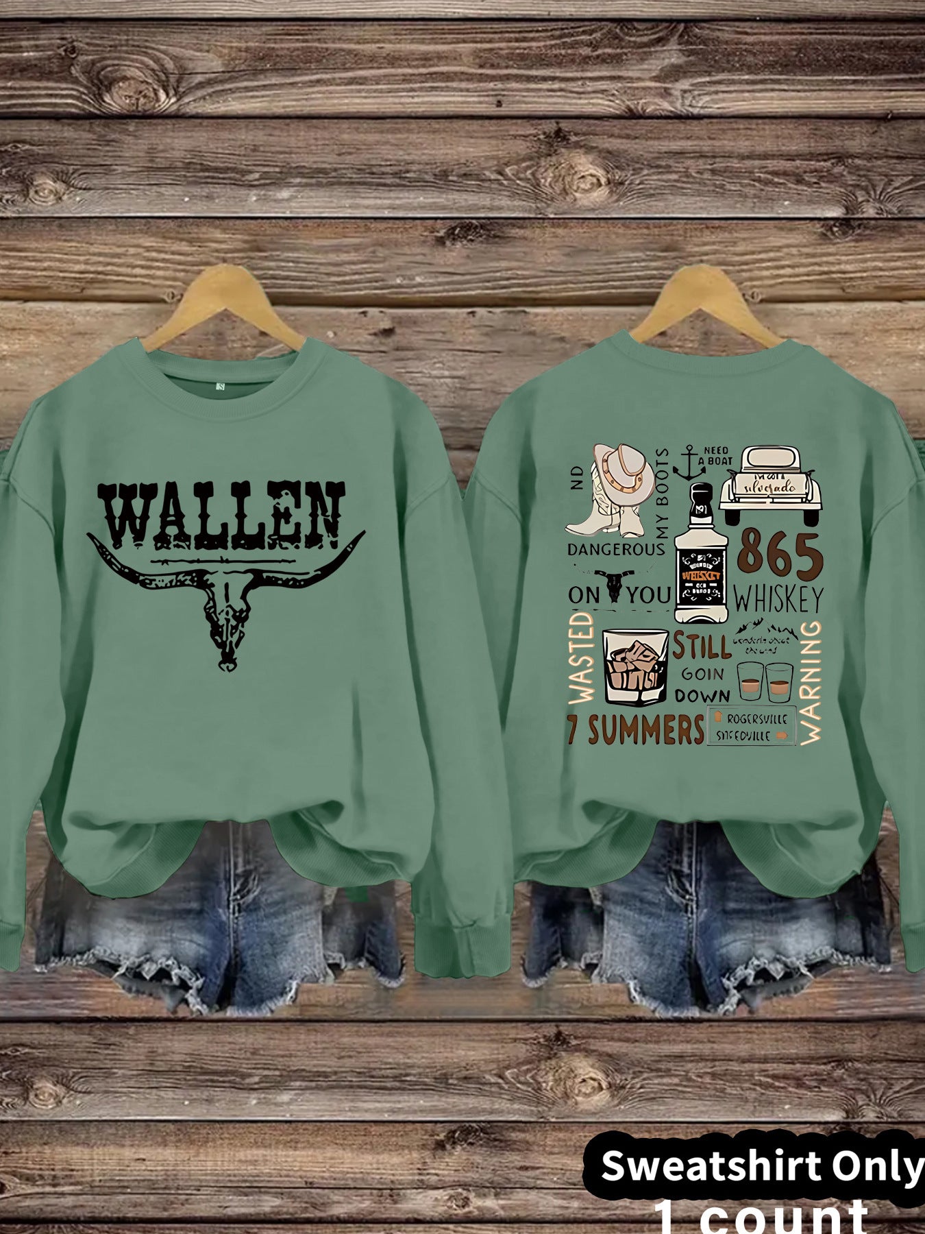 Cow Head Letter Pattern Printed Round Neck Versatile Casual Women's Sweater, Sweater