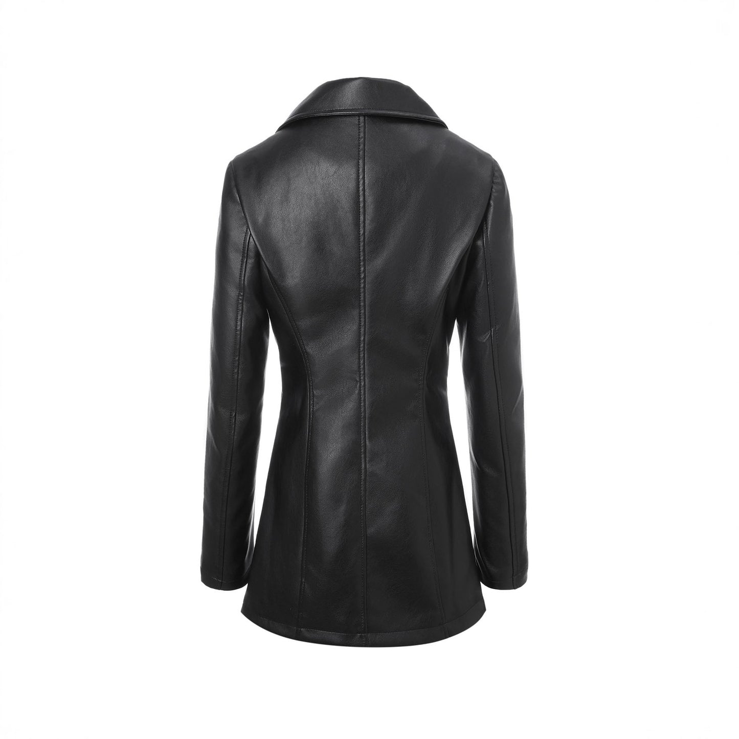Mid-length Leather Long Sleeve Wind British Female Lapel Jackets