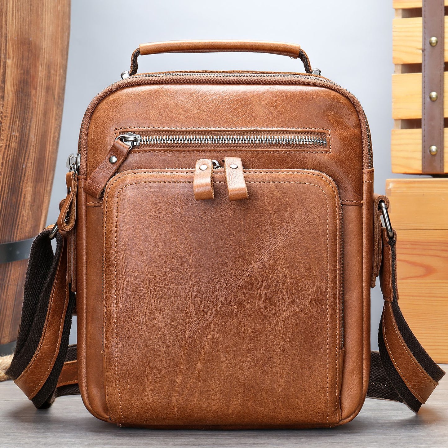 Leather Retro Crazy Horse Multifunctional Cowhide Men's Shoulder Bags