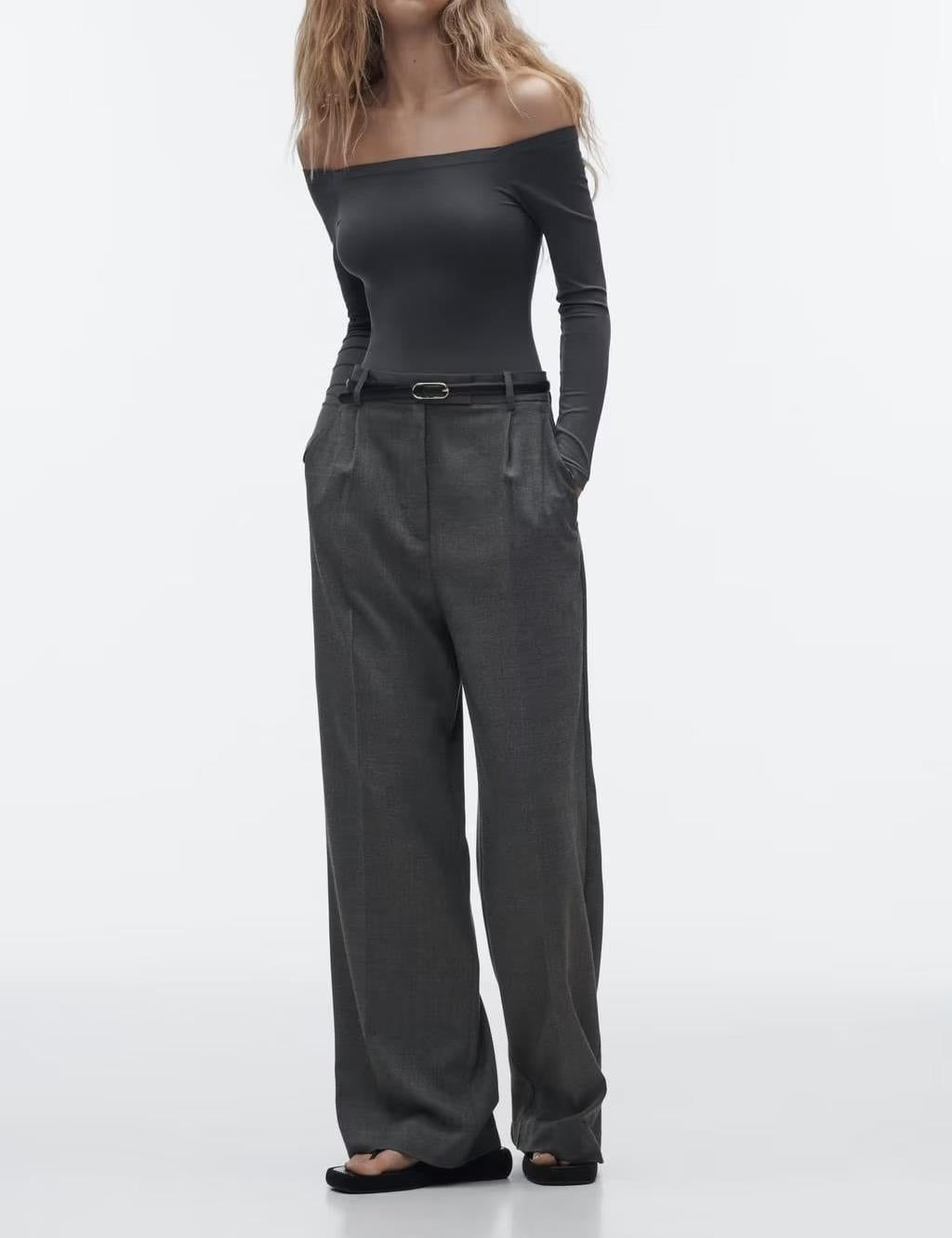 Women's Professional Commute Black High Waist Wide Pants