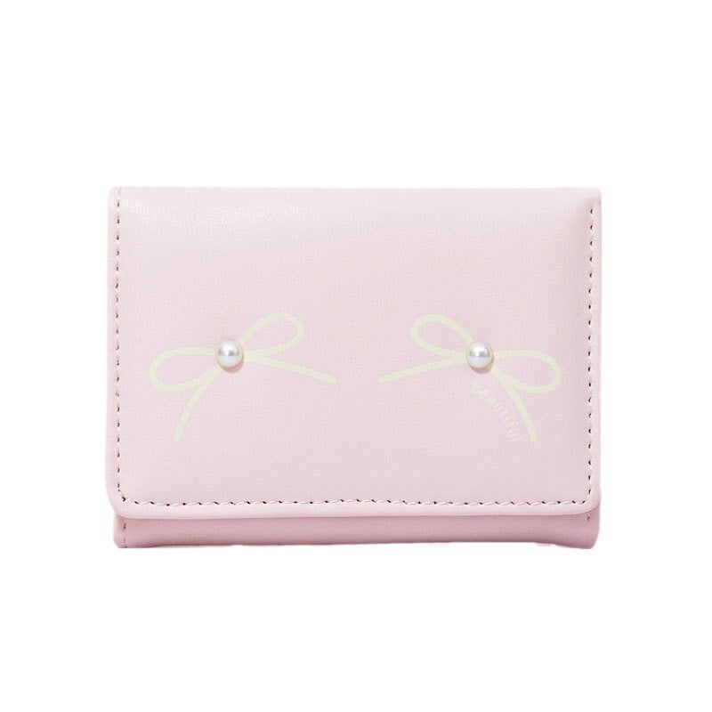 Women's Summer Versatile Bowknot Outing Cute Pearl Ladies Wallets