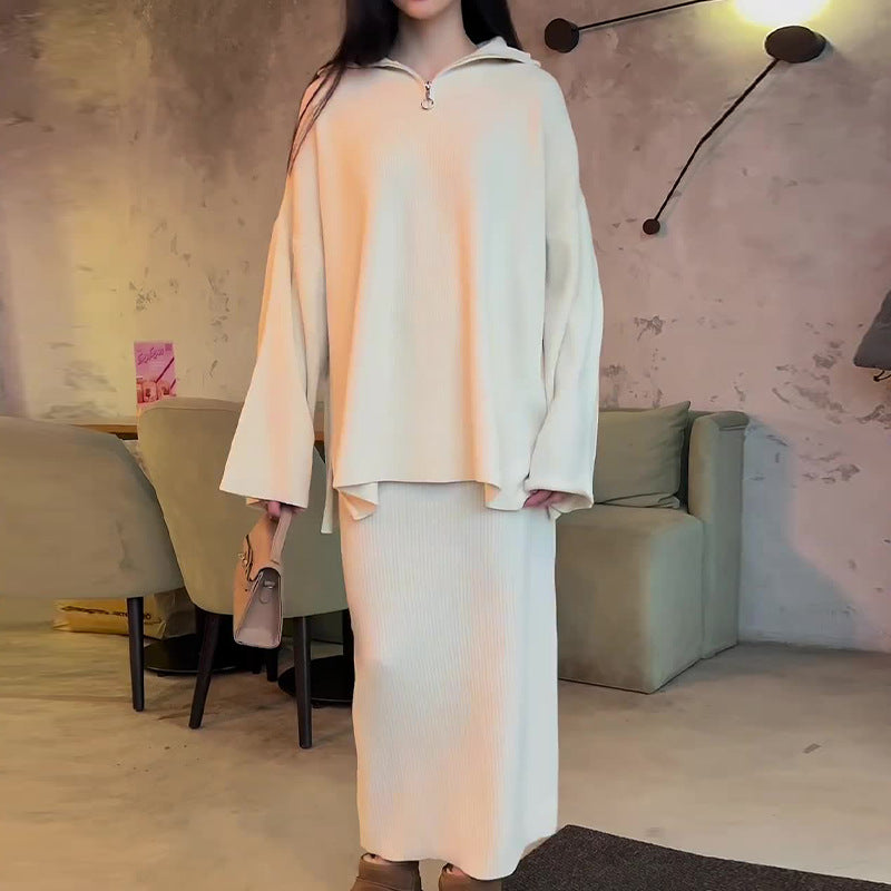 Women's Autumn Fashion Solid Color Loose Zip Suits