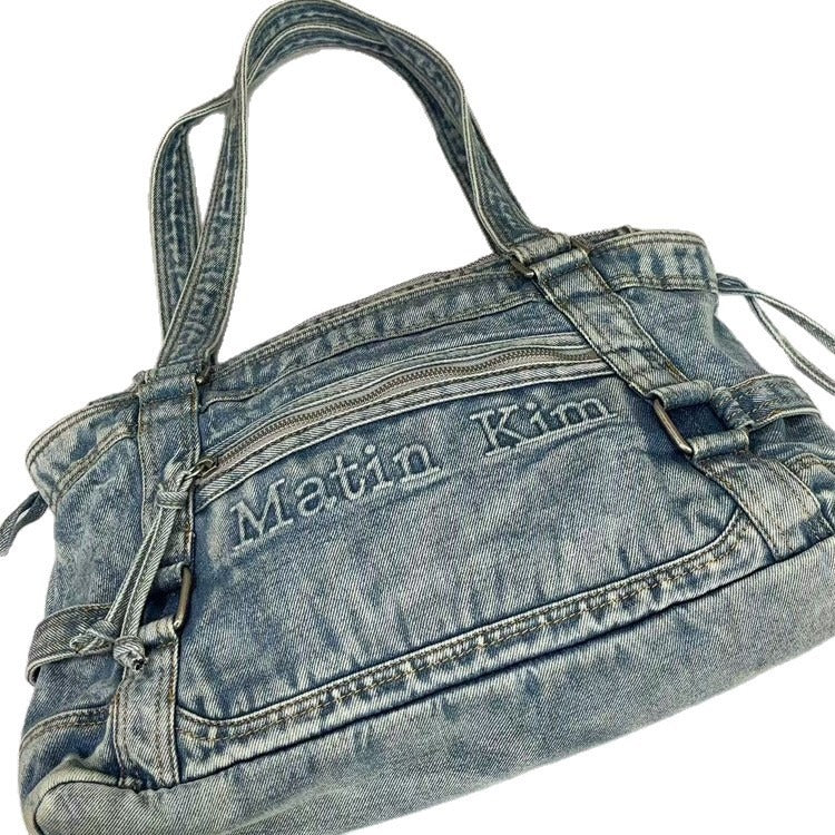 Women's Washed Denim Underarm Leisure Commute Shoulder Bags