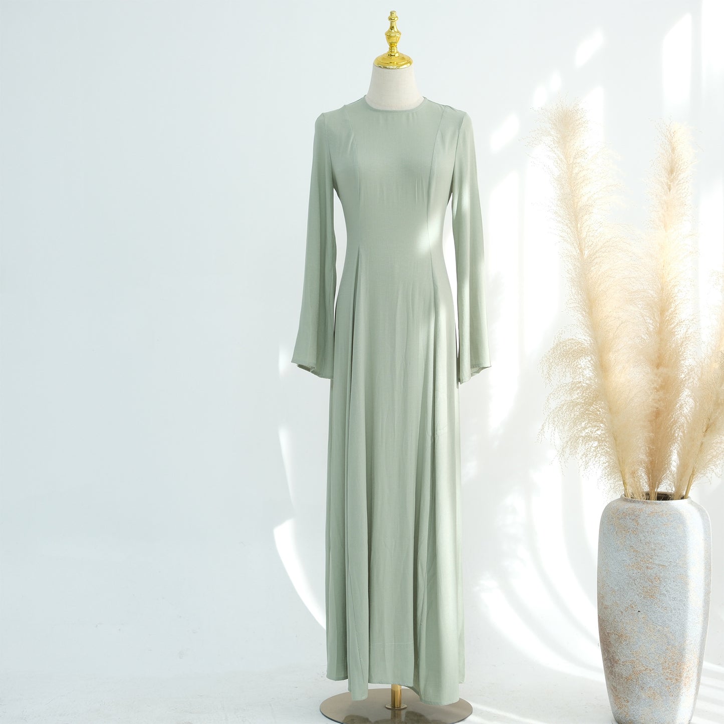 Solid Color Wide Hem Tied Dress Dresses