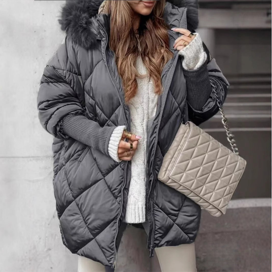 Women's Winter Hooded Cotton Temperament Loose Coats