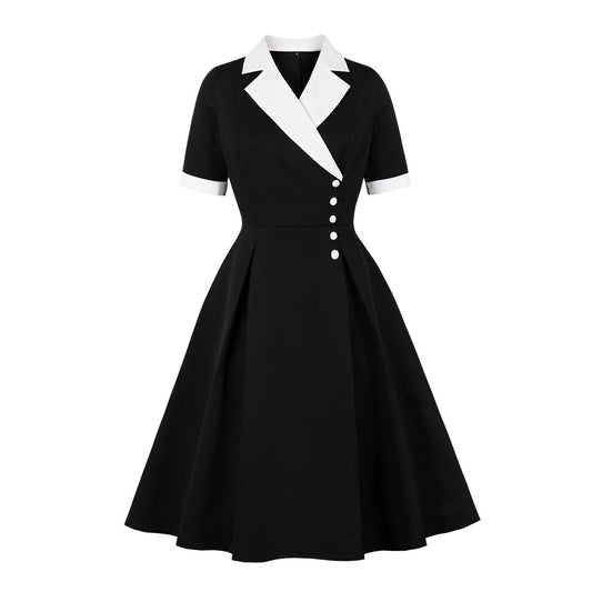 Women's Slimming High-grade Contrast Color Temperament Big Summer Dresses