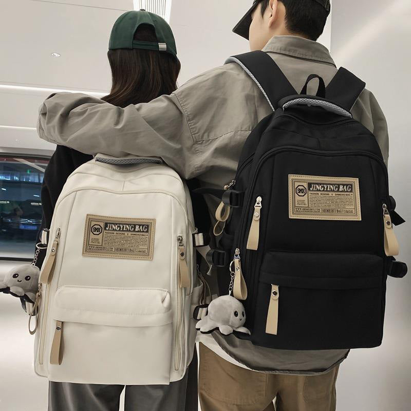 Women's & Men's & Large Capacity High-grade Black White Simple Junior Middle School Students' Schoolbags