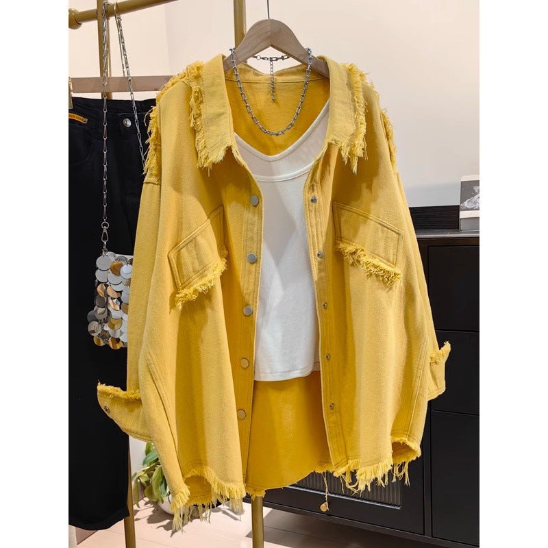 Edge Denim Shirt Korean Style Casual Jackets