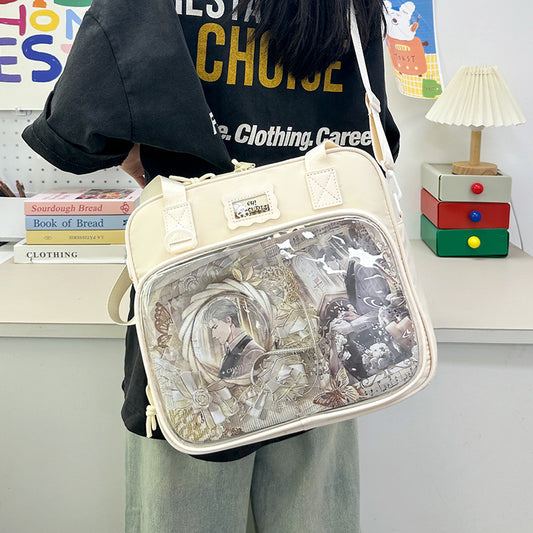 Large Capacity Class Transparent Cartoon Two-dimensional Shoulder Bags