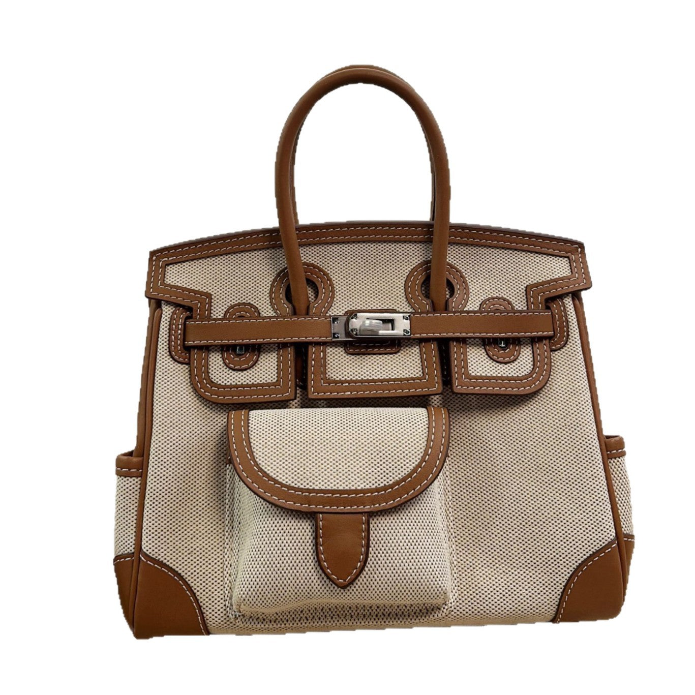 Unique Canvas With Cowhide Pocket Fashion Handbags