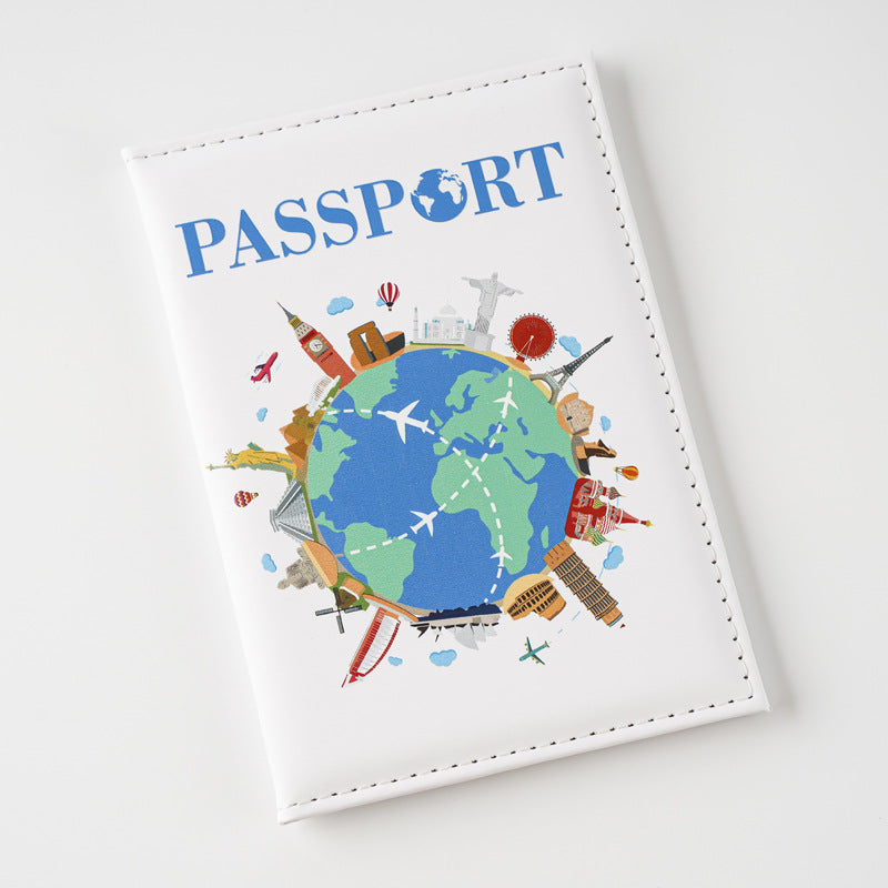 Printed Cartoon Map Passport Cover Document Card Holder