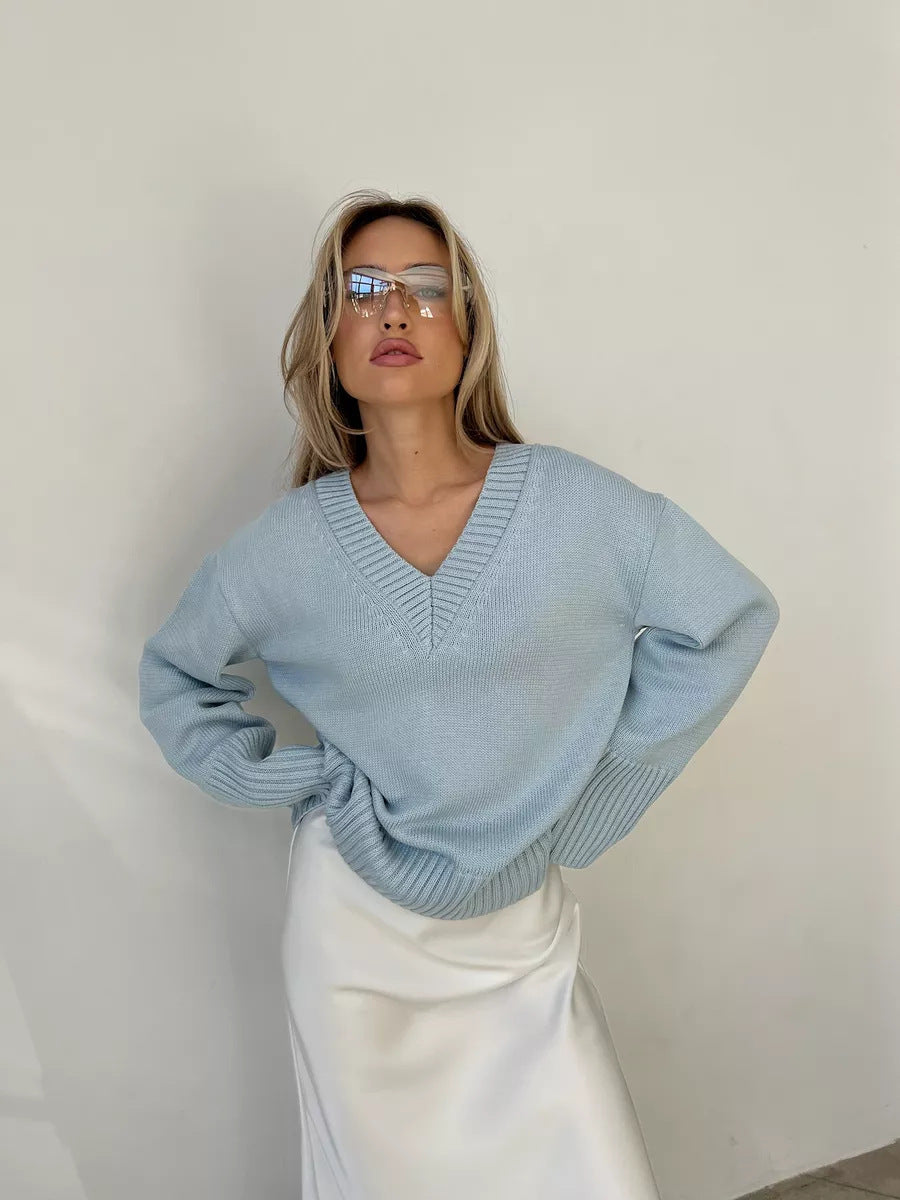 Women's Solid Color Pullover Idle Style Casual Sweaters