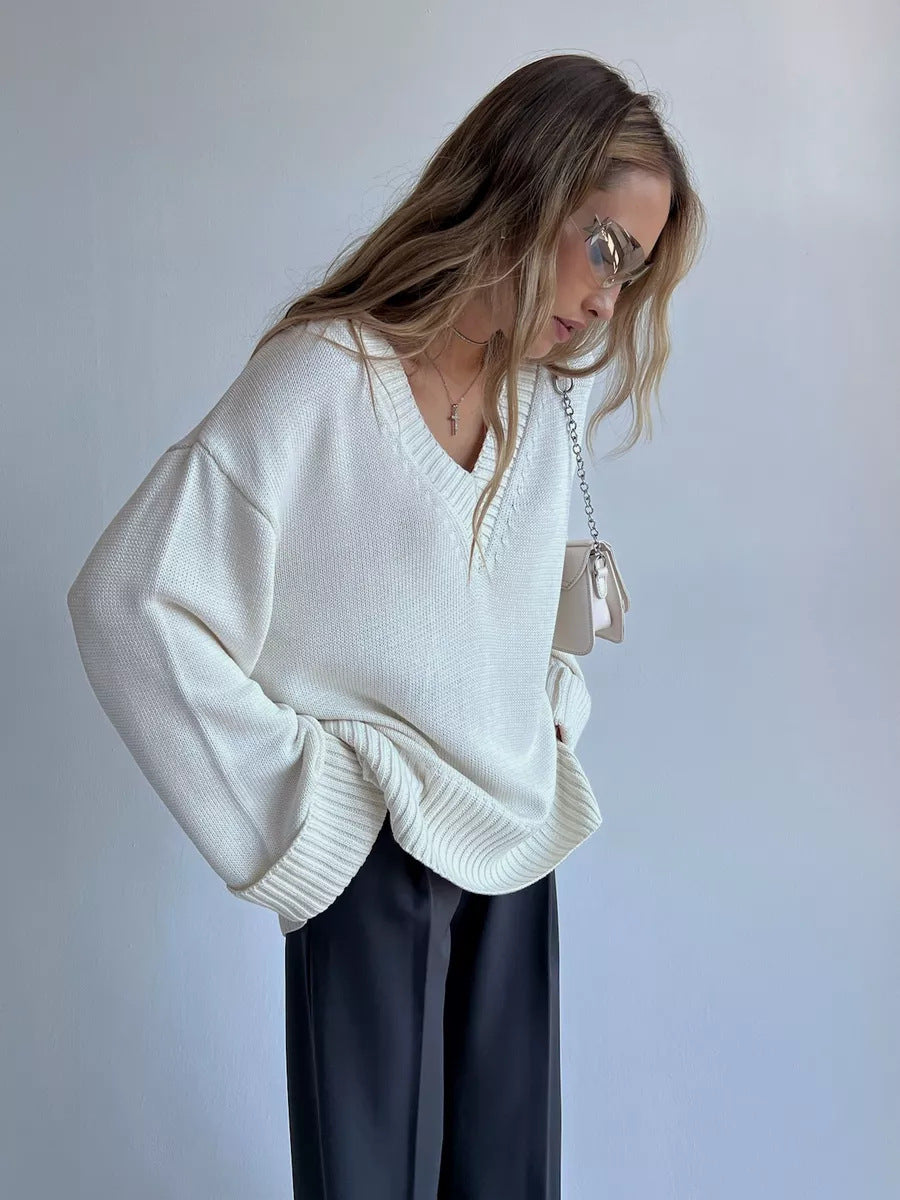 Women's Solid Color Pullover Idle Style Casual Sweaters