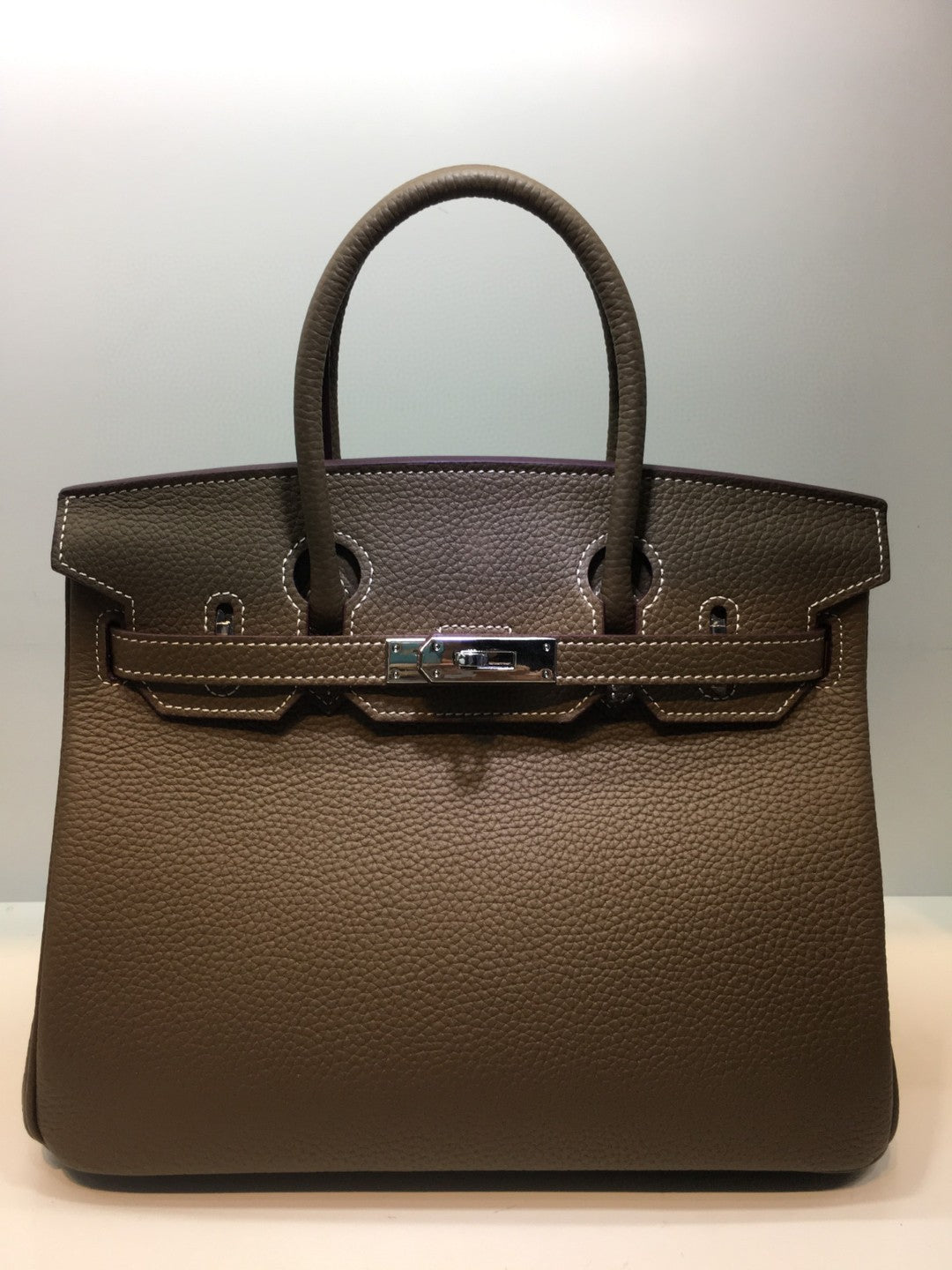 Women's Layer Cowhide Lychee Pattern Leather Kelly Large Handbags