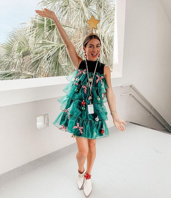Christmas Green Tree Performance Party Dress Costumes