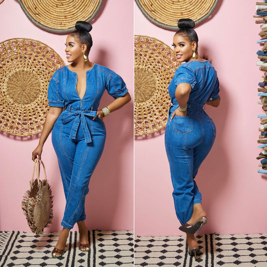 Women's Sexy Fashion Elegant Blue Washed Jumpsuits