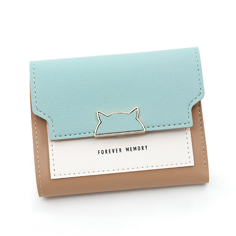 Women's Simple Short Fresh Sweet Leather Patchwork Ladies Wallets